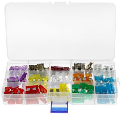 QWORK® 180 Piezas fusibles para automóvil, 2A-40A fusibles coche mixtos, mini fusible para automóvil estándar con codificación de colores, para automóviles, autocaravanas, motocicletas