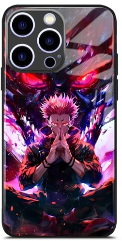 Akatxezy Yuji Sukuna JJK Einzigartige Anime-Handyhülle, Manga-Fans, weiche Schutzhülle für Anime-Fans, stilvolle Glasschale für iPhone 16 Pro Max