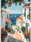 MXJSUA Peinture Diamant Adulte, Scène De Rue Grecque 5D Diamond Painting Complet, Diamant Strass Point de Croix Cristal Painting, Diamant Kit Murale Décoration, 30x40 cm