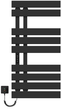 EMKE Toallero Eléctrico de Baño, 1000x500mm, 320W, Negro, Lado Izquierdo, Calefacción Eléctrica, Pantalla Táctil, Toallero Eléctrico con Control Wi-Fi, Función Temporizador