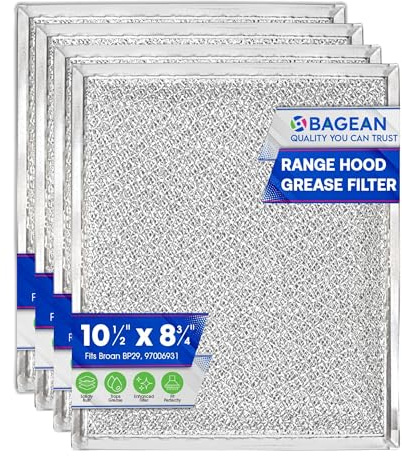 Bagean Stove Hood Vent Filter 10.5 x 8.75 97006931 Compatible with Broan Range Hood Filter Replacement BP29 - Fit's Nutone Kitchen Exhaust Fan - Blocks Grease & Filters Over Oven Air (4-Pack)