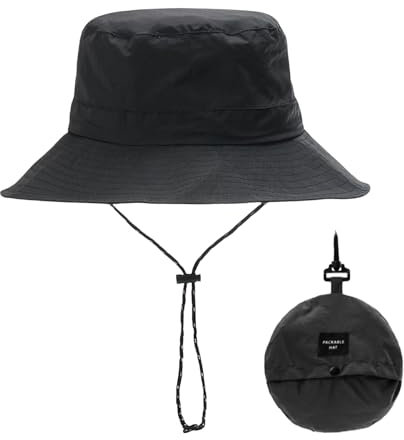 Cappello da pescatore, cappello da pescatore, cappello da sole da uomo, impermeabile, cappello estivo, cappello da trekking nero, cappello pieghevole portatile, cappello da pesca regolabile per