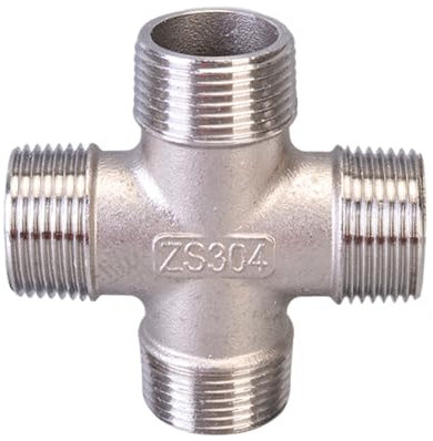 Raccord de tuyau en acier inoxydable 304, 1 pièce, BSP mâle, croix 4 voies, connecteur for eau, gaz, carburant, huile(3/4)