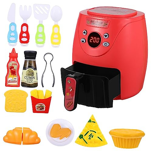 SUPVOX Juego de Freidora de Aire Juguete para Niños Compacto con Alimentos Que de Color Accesorio de Cocina Simulada para Juegos de rol Juguete de Cocina Educativo