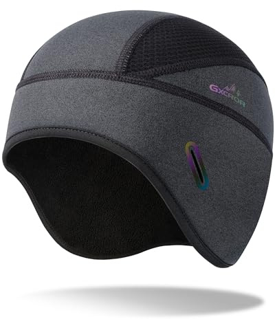 GXCROR Wintermütze Fahrradhelm Mütze | Thermale Unterziehmütze für Fahrradhelm, Skihelm & Motorrad | Atmungsaktive Skull Cap mit Brillenlöchern für Herren & Damen