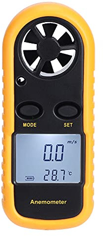 Denash Mini Handheld Electronic Digital Anemometer LCD Windgeschwindigkeitstemperaturmesser Zum Wandercamping