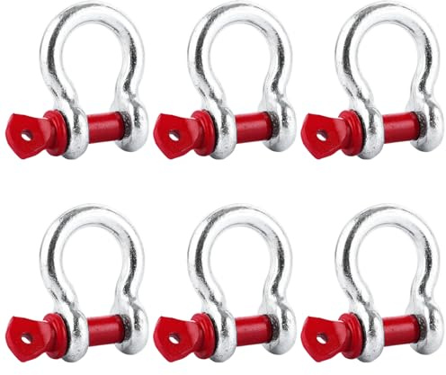Oungy 6 grilletes de acero inoxidable, 2T de alta resistencia de acero galvanizado, grillete de carga