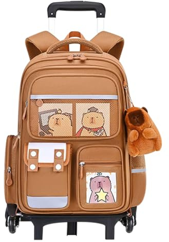 Rollrucksack – Rucksack mit Rollen, Büchertasche, einziehbarer Griff, höhenverstellbar, große Kapazität, Schultasche für Reisen, Mädchen, Business, Flugzeug, Arbeit, Schule, Mehrfarbig, Two