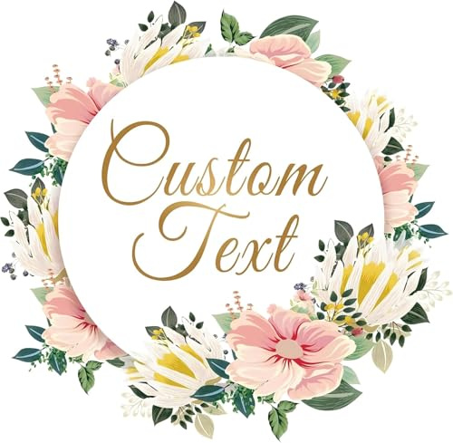 Custom Logo Stickers - Design Your Own Personalized Labels with Text, Image, & Photo - Waterproof, UV Protected, Fade & Heat Cold Resistant - Pack of 100 (Wreath 11, 63mm)