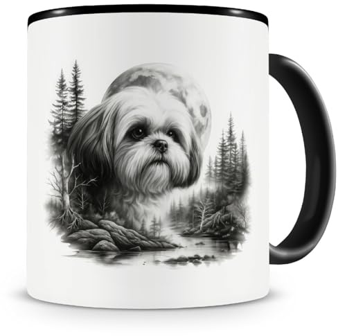 Samunshi® Tasse mit Spruch Shih-Tzu im Wald Teetasse für Hunde Fans Kaffeetasse Lustige Tassen zum Geburtstag für Herrchen und Frauchen Dog Mug Kaffee Tee