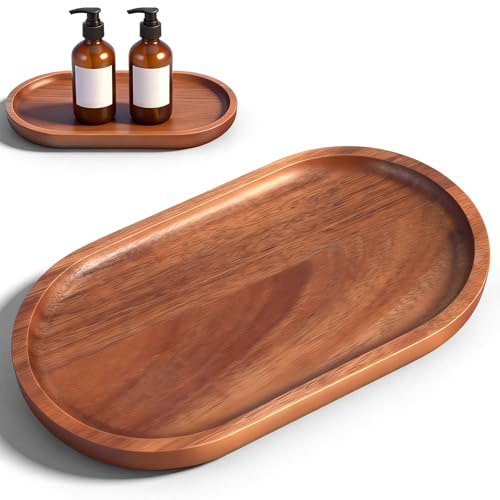 HJZHII Serviertablett Holz, 18.5x10.5cm Ovale Holz Tablett Akazienholz | Dekotablett Küchentablett Ovale Frühstückstablett Deko Tabletts Organizertablett für Dessert Couchtisch Kuchen Tee Kerzen
