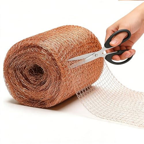 Wxeadu Kupferband Gegen Schnecken, 12.7cm x 15M Schneidbares Kupfernetz Schneckenzaun mit Schere, Kupferdraht Schneckenzaun, Reine Kupfernetzrolle für Garten Schneckenabwehr Hochbeet, Mäuse Abwehr