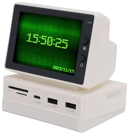 Fabater 3,5-Zoll-USB-Mini-Bildschirm mit Hub-Adapter, USB-C- und -IPS-Display-Monitor, Tragbarer Sekundärbildschirm für Mini-PC, CPU, RAM, HDD, Datentemperaturanzeige