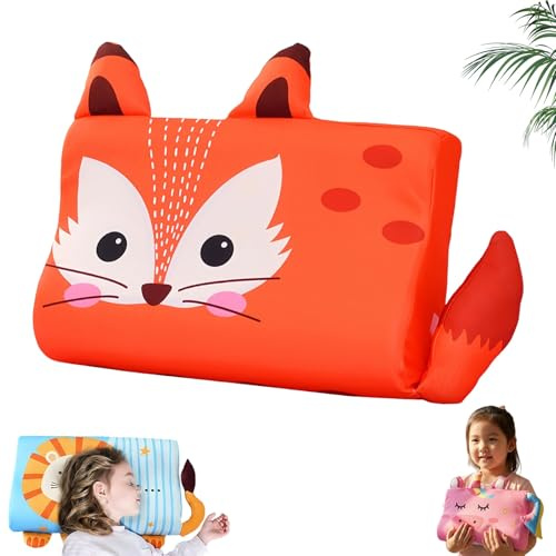 2026 Spiel Wolke Kuschelfreund Kissen, Hautfreundlich & Atmungsaktiv Kuschelfreund Kinderkopfkissen mit Niedliche Tiermuster, Ergonomisches Kissen Kinder für Besserer Schlaf(K,50*30*7/9cm)