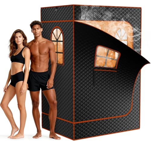 Tragbare Dampfsauna Heimsauna für Zuhause, Upgrade Version Saunabox mit 3 Liter Dampfgenerator, Fernbedienung, Klappstuhl, Tragbare Saunazelt 120 x 90 x 180cm