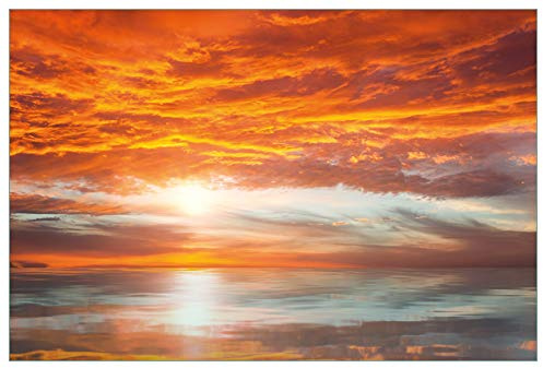 Wallario Küchenrückwand selbstklebend 90 x 60 cm, Motiv: Abendrot in Reflexion über dem See | Spritzschutz abwischbar & pflegeleicht