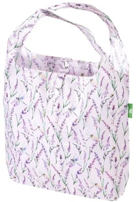 ECO CHIC Bolsa de compras ligera, plegable, reutilizable, resistente al agua, Lavanda con libélula lila
