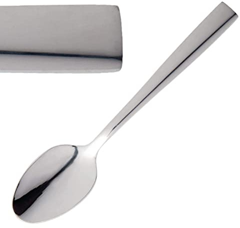 Olympia Torino Teaspoons Stainless Steel Cutlery Pack of 12, 152mm | Mirror-polished finish brings a sleek look to coffee service, paired with an ergonomic curved handle for comfortable use.