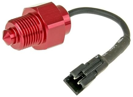 Temperaturfühler für KOSO und Stage6 Anzeigeinstrumente M14x1,25 Stecker S2 | Tachotypen D55, DL-02R, GP-Style, RX1N; kompatibel mit Peugeot stehend 2-Takt Motoren, 0-150 °C, Alu-Sensor, 100 mm Kabel