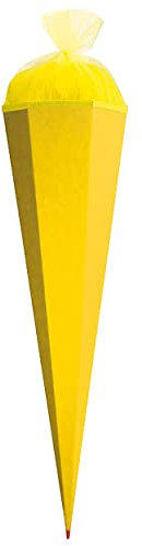 Schultüte - Rohling - GELB Größenwahl 35 cm bis 100 cm mit Holzspitze - Zuckertüte ALLE Größen - Roth - zum Basteln, Bemalen und Bekleben Bastelschultüt