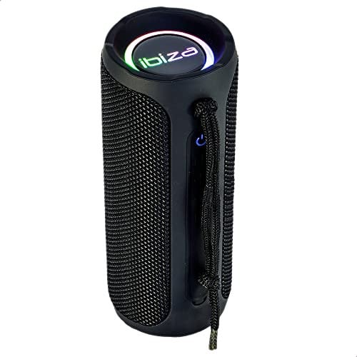 Ibiza - BULLET20 - Bafle portátil Bluetooth 360° de 20W, a pilas con anillos de luz LED y función TWS - Negro
