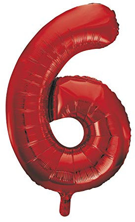 Unique Party 55856 - Palloncino Gigante - Numero 6 - 86cm - Rosso