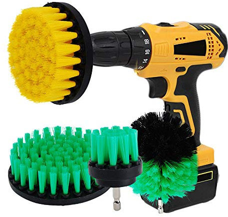 OxoxO 5,1 cm 7,6 cm 10,2 cm 12,7 cm Bohrerbürste, weiche mittelgroße Borsten, Reinigungsset für Badezimmer, Dusche, Fliesen, Fugen, Teppich, Reifen, Boote, Küche (4 Stück)