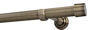 Sento 25mm Metall Gardinenstange Vorhangstange 1-läufig Messing Antik Classic 400 cm (2x200cm) ALBANA