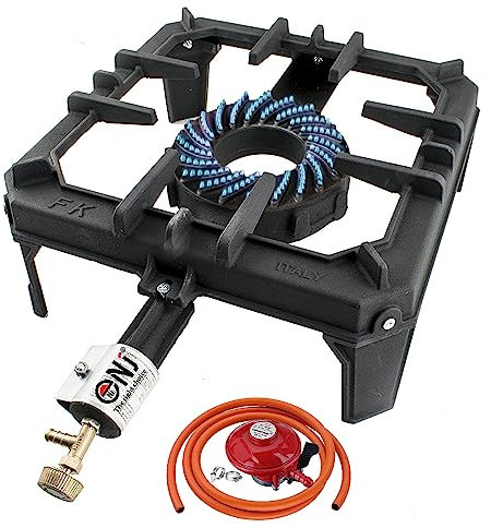 NJ GB-29 Large Gas Boiling Ring Cast Iron Burner Camping Stove Outdoor Catering LPG Cooker 8kW (Propane gas 27mm Clip-on)