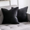 MIULEE 2er Set Samt Kissenbezug Flansch Kissenhülle Dekorative Sofakissen Dekokissen Umwickelte Kante Kissenbezüge Zierkissenbezug für Sofa Wohnzimmer Schlafzimmer 45x45 cm Schwarz