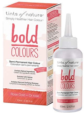 Tints of Nature Rose Gold Bold Colour Semi-Permanent Hair Dye Strengthening and Hydrating - Single Pack