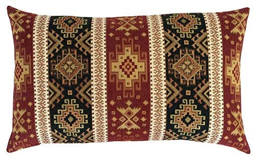 pillowerus Hippie-Kissenbezüge, Kelim, Burgunderrot und Dunkelgrün, Boho-Kissen, dekorative Lendenraumdekoration für Couch, Bohemian-Stil, für den Außenbereich, Bauernhaus, Sofa, 30,5 x 50,8 cm