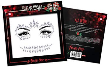 Sugar Skull Face Jewels Stickers - Halloween temporary tattoo face gems - Body Gems great with fake blood liquid latex scar wax coloured contact lenses (Sugar Skull)