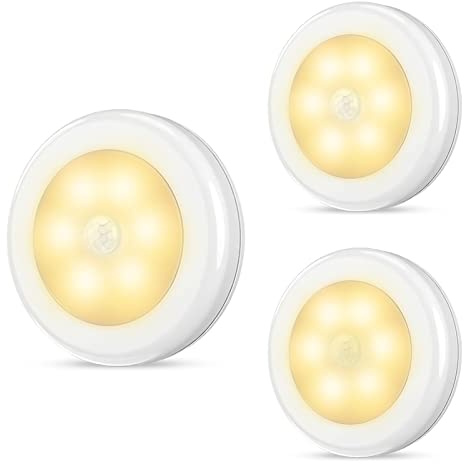 ORIA Bewegungsmelder Licht, LED Nachtlicht mit Bewegungsmelder Schrankleuchten, Auto ON/Off Licht, Batteriebetrieben Schrank Licht, Bewegungsmelder Innen für Treppen Flur Wandschrank - Warmweiß