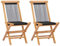 vidaXL 2X Bois de Teck Solide Chaises Pliables de Jardin Chaises de Terrasse Chaises de Patio Chaises d'Extérieur Siège de Jardin Corde