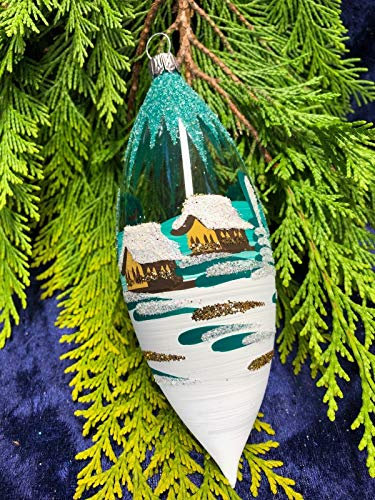 Generisch Zapfen Glas Tannenzapfen Olive Tropfen Christbaum Baumbehang Handarbeit Lauscha, : transparent - dunkelgrün