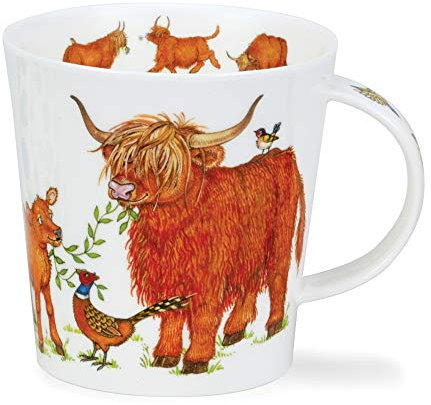 DUNOON Cairngorm Shape 0,48 Liter Fine Bone China Becher Hairy Highlanders Kuh Design