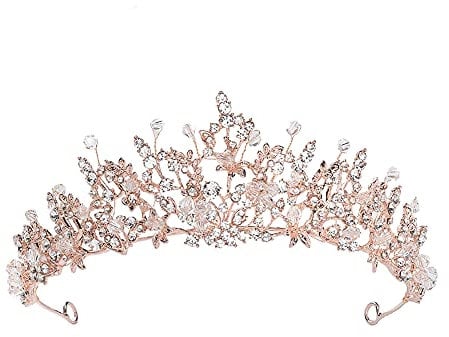 Königin Krone Damen Geburtstagskrone Erwachsene Braut Kopfschmuck Diadem Hochzeit Haarschmuck Rosegold