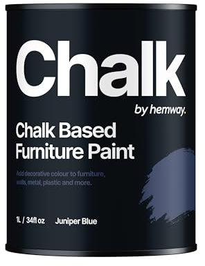 Hemway - Chalk Based Furniture Paint - Juniper Blue 1 L | Chalky Matt Shabby Chic Finish for Interior & Exterior Home Decor | Quick Dry & All-in-one