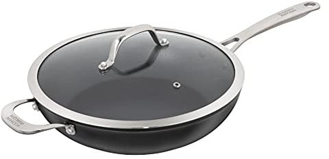 KUHN RIKON Easy Pro Non-Stick Saute Pan with Helper Handle, 28 cm, Aluminium, Black