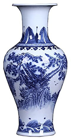 RTYHN Classique Bleu et Blanc en Porcelaine Vases,Vase Décoratif Fait Main,Vases en Céramique avec Motif Chinois Traditionnel,Chine Ming Style