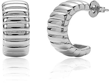 Brandlinger ® Statement Ohrringe Chunky Hoops groß und breit. Schmuck Damen vergoldet mit 18 Karat (Silber und Gold) für Frauen und Mädchen. Durchmesser der Creolen 18,5mm.