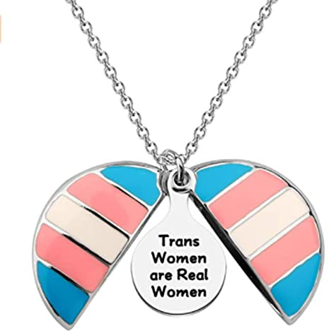 Transgender Pride Geschenk Trans Pride Jewelry Transwomen Are Real Women Open Medaillon Halskette, Kupfer Edelstahl