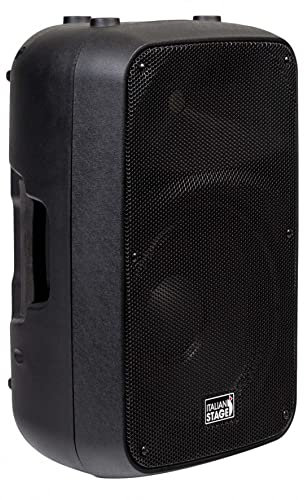 Italian stage IS SPX12A - cassa audio attiva biamplificata da 400 watt di picco e cono da 12, per karaoke, locali, bar e altro, Nero