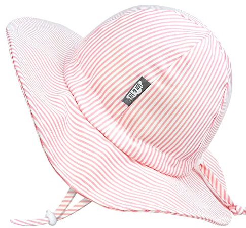 Jan & Jul Baby Sonnenhut für Mädchen, UV-Schutz UPF 50+ (S: 0-6 Monate, Rosa Streifen)