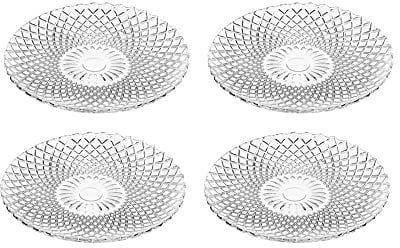 LOLAhome Juego de platos de cristal transparentes tallados modelo Arlequín (4, 19 cm)