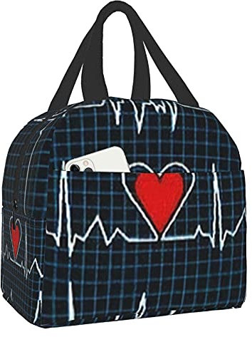 Bolsa de almuerzo aislada con latido del corazón de enfermera, a prueba de fugas, para adultos, bolsa de almuerzo para mujeres y hombres, loncheras, viajes, trabajo