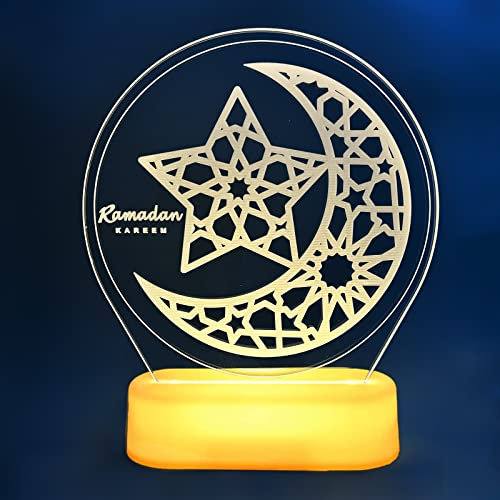 BARVERE Ramadan LED DIY Lampe, Tisch Licht Eid Dekorationen, Nachtlicht Muslim Ramadan Eid Deko, LED Ramadan Dekoration Licht, Ramadan Geschenke Handwerk Dekoration für Eid Ramadan-Stern