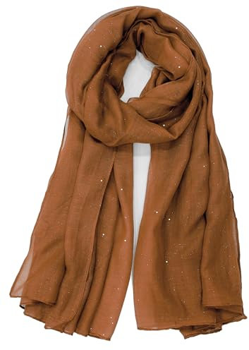 Van Der Rich ® - Pailletten Schal Weiches Halstuch - Damen (11-Kamel)