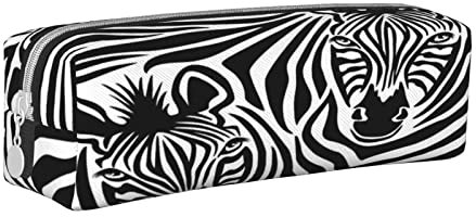 Leder-Federmäppchen, Zebra-Design, Schreibwaren, Make-up-Tasche, tragbare Büro-Schreibwaren-Tasche für Teenager, Mädchen, Erwachsene, zebra, Leather Pencil Case, Kosmetikkoffer